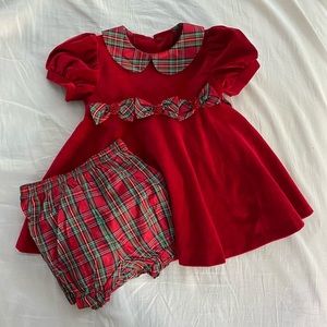 Bonnie Baby Red Christmas Plaid Holiday Dress 18months